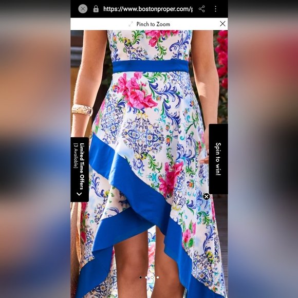 Nwt Boston Proper  Floral Dress in Blue and White - Picture 4 of 16